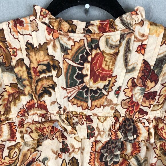 Love of the Label Anthropologie Top L  Orange Tan Fiona Floral Boho Feminine NEW - Picture 16 of 16